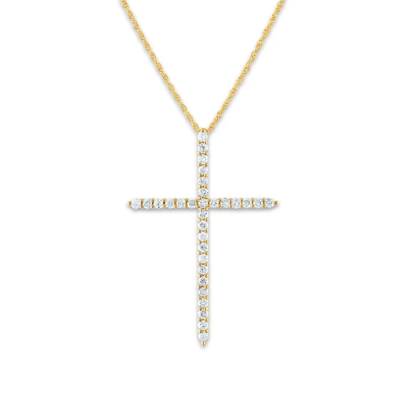 engraved bar necklace for special occasions-EcoLove 14KT Yellow Gold 1/2 CTW Lab Grown Diamond 18-inch Cross Pendant