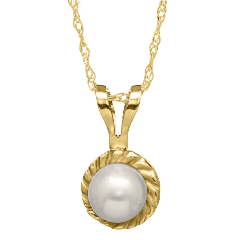 simple silver circle pendant necklace-Kiddie Kraft 14KT Yellow Gold Pearl 15-inch Childrens Pendant