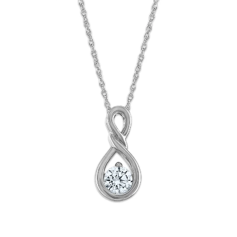 women’s delicate star pendant necklace-LoveSong EcoLove 1/4 CTW Lab Grown Diamond Infinity 18-inch Pendant in 10KT White Gold