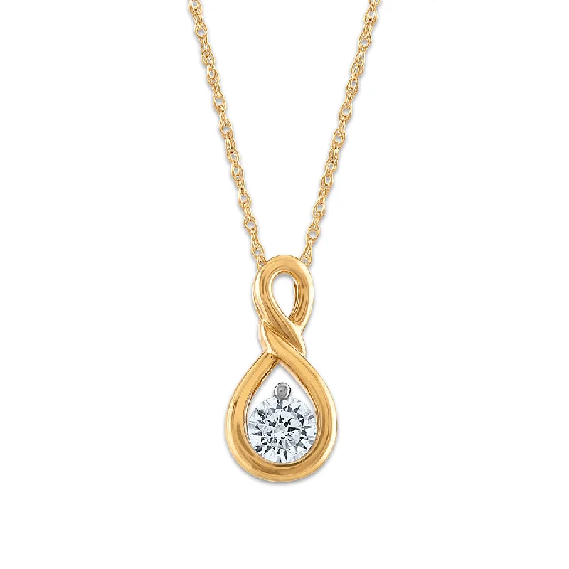 vintage style charm necklace for women-LoveSong EcoLove 1/4 CTW Lab Grown Diamond Infinity 18-inch Pendant in 10KT Yellow Gold