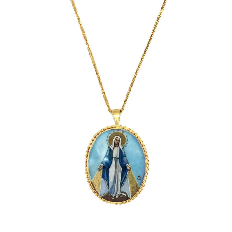 crystal gold pendant necklace for weddings-MIRACULOUS MEDAL - NECKLACE - GOLD