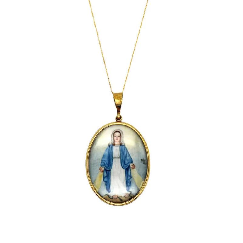 custom gemstone pendant necklace for him-MIRACULOUS MEDAL SET - GOLD