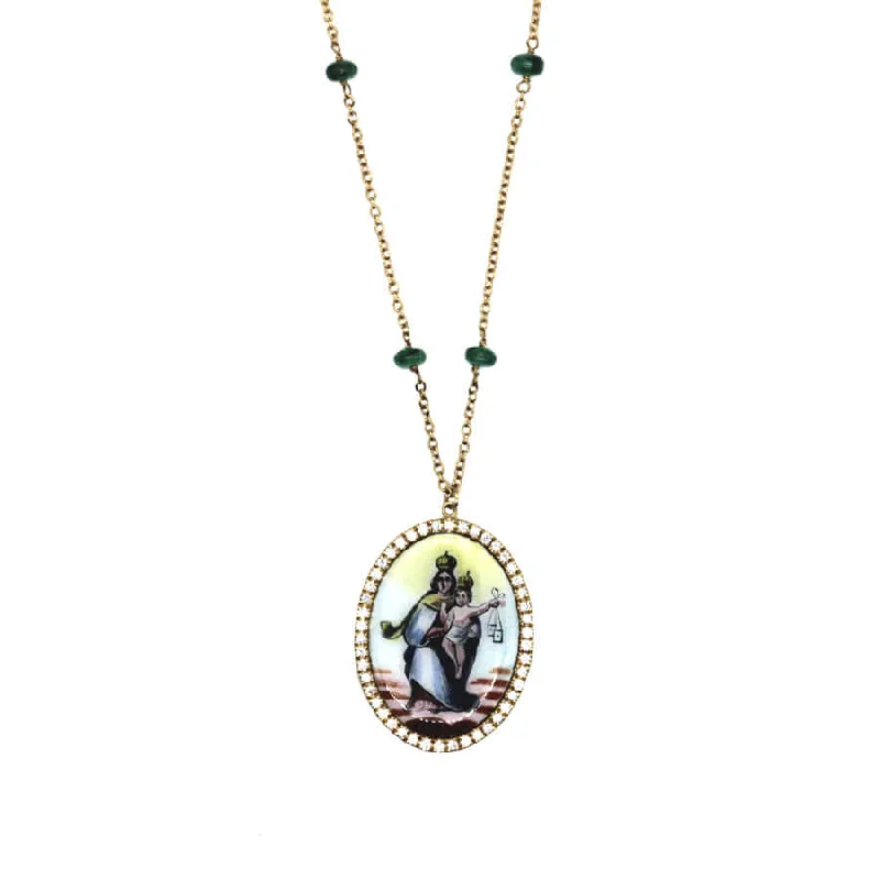 unique pendant necklace with gold chain-OUR LADY OF MOUNT CARMEL NECKLACE - GOLD AND DIAMONDS