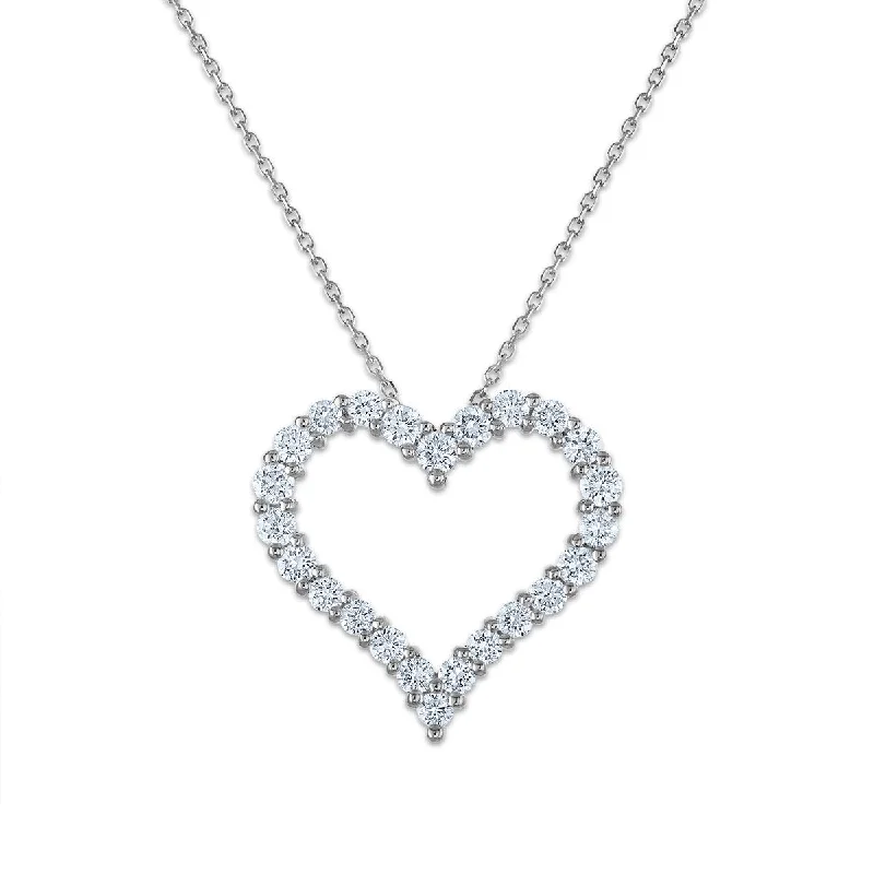 women’s silver choker necklace-Signature EcoLove 1 CTW Lab Grown Diamond Heart Pendant in 14KT Gold