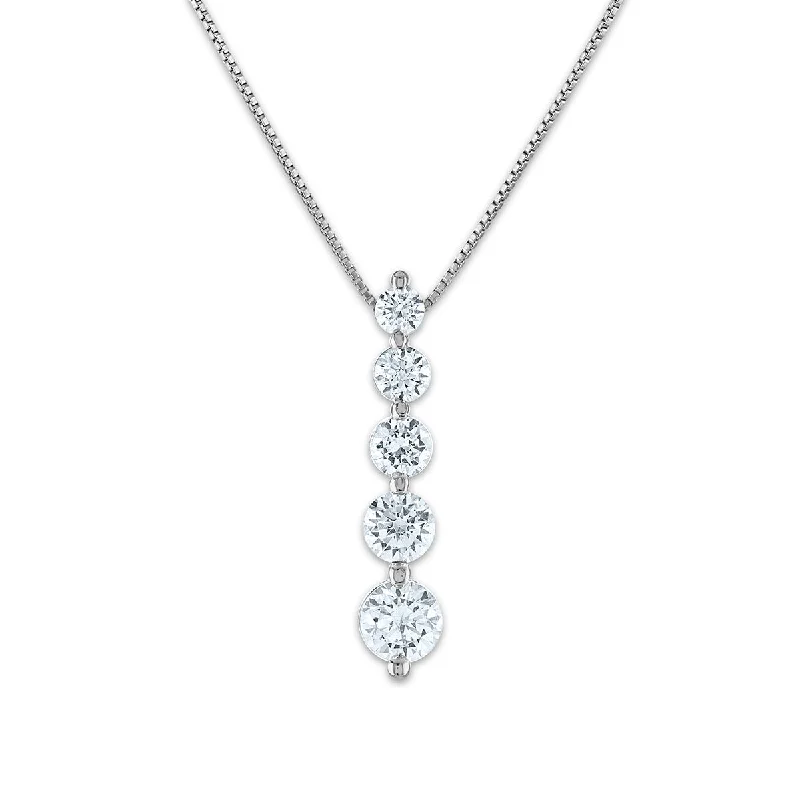 celestial moon charm necklace for her-Signature EcoLove 1 CTW Lab Grown Diamond 5 Stone 18-inch Pendant in 14KT White Gold