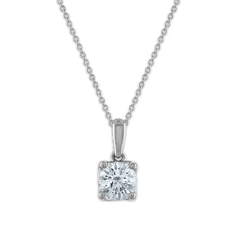 crystal charm pendant necklace for mom-Signature EcoLove 3/4 CTW Lab Grown Diamond Solitaire 18-inch Pendant in 14KT White Gold