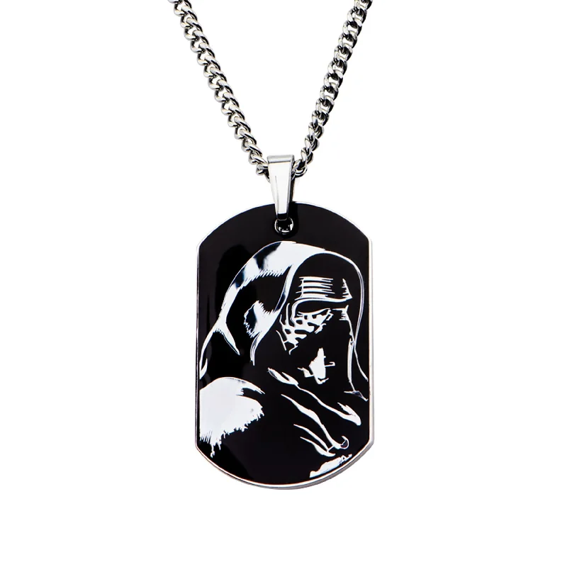 personalized pendant necklace for girlfriend-Stainless Steel 22-inch Dog Tag Star Wars Kylo Ren Pendant