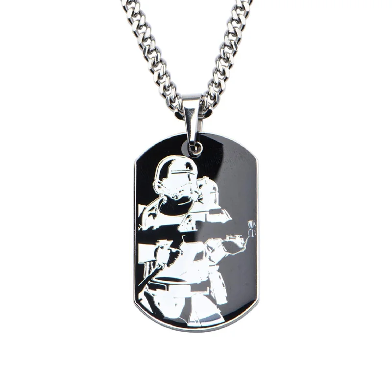 crystal bar pendant necklace for her-Stainless Steel 22-inch Dog Tag Star Wars Storm Trooper Pendant