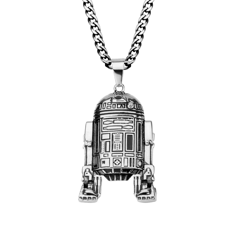 engraved family tree necklace for mom-Stainless Steel 22-inch Star Wars R2D2 Pendant