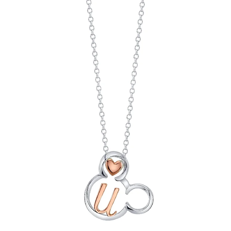 silver charm necklace with gemstone-Sterling Silver 18-inch Initial Pendant; Initial U