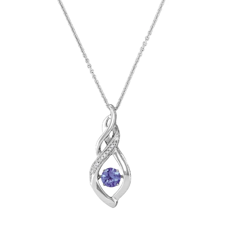 personalized silver name necklace-Sterling Silver and Tanzanite 18-inch Pendant