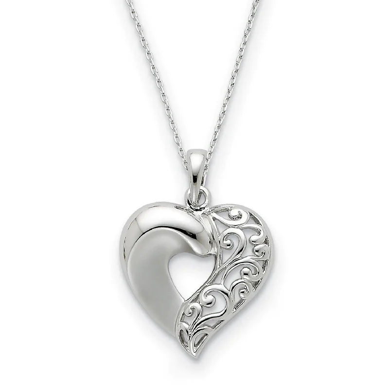 elegant engraved name necklace-Sterling Silver Close To My Heart 18IN Pendant