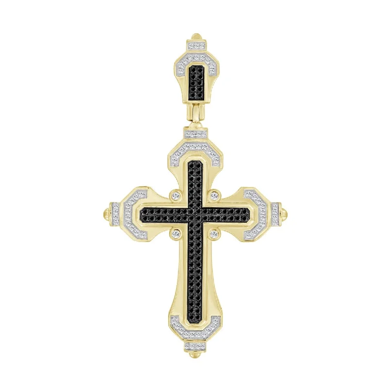 men’s custom silver pendant necklace-Titán by Adrian Gonzalez 10KT Gold 3/8 CTW Diamond Cross Pendant