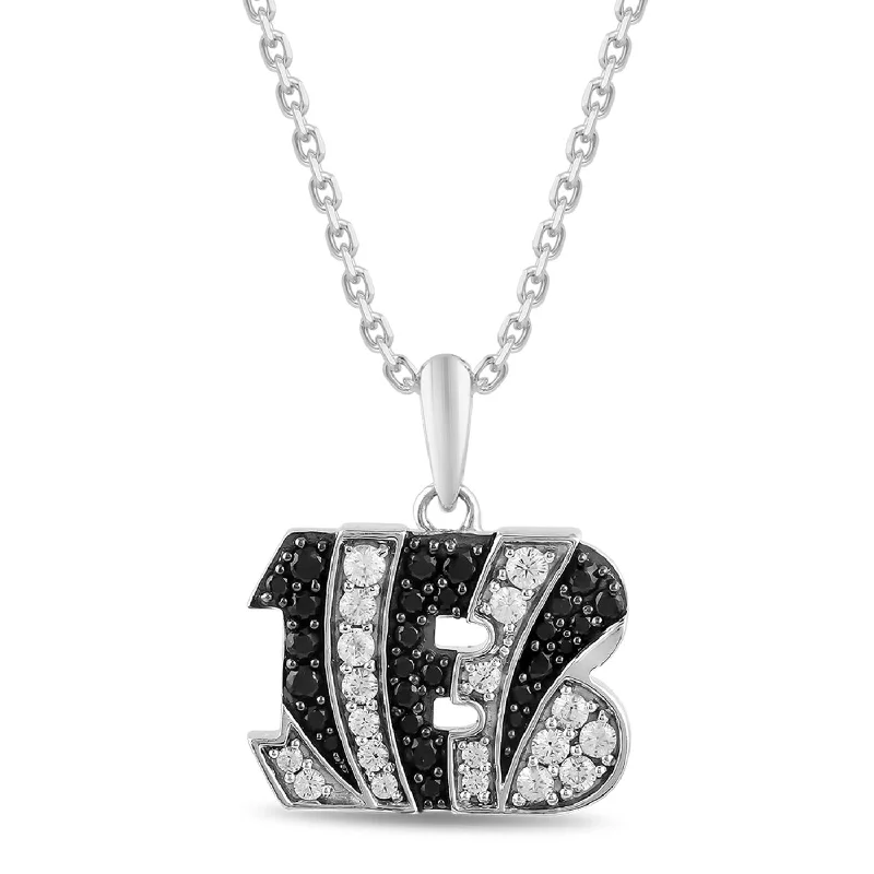 engraved silver heart pendant necklace-True Fans Fine Jewelry Cincinnati Bengals 18-inch Pendant in Sterling Silver