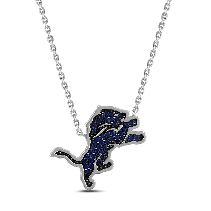 simple gold chain necklace-True Fans Fine Jewelry Detroit Lions 18-inch Pendant in Sterling Silver