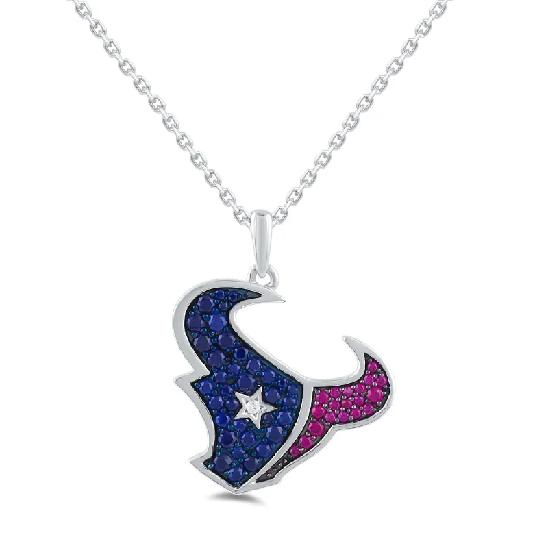 simple crystal pendant necklace with chain-True Fans Fine Jewelry Houston Texans 18-inch Pendant in Sterling Silver