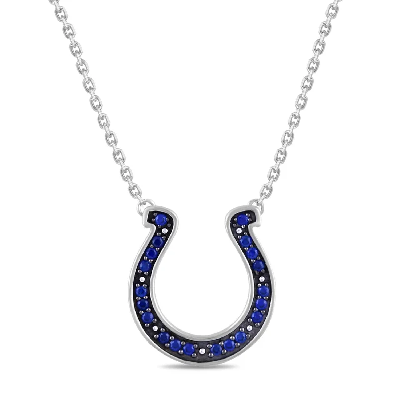 custom birthstone pendant necklace for mom-True Fans Fine Jewelry Indianapolis Colts 18-inch Pendant in Sterling Silver