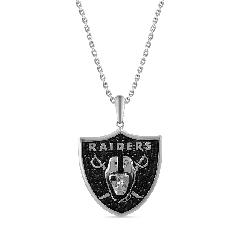 personalized infinity necklace for couples-True Fans Fine Jewelry Las Vegas Raiders 18-inch Pendant in Sterling Silver