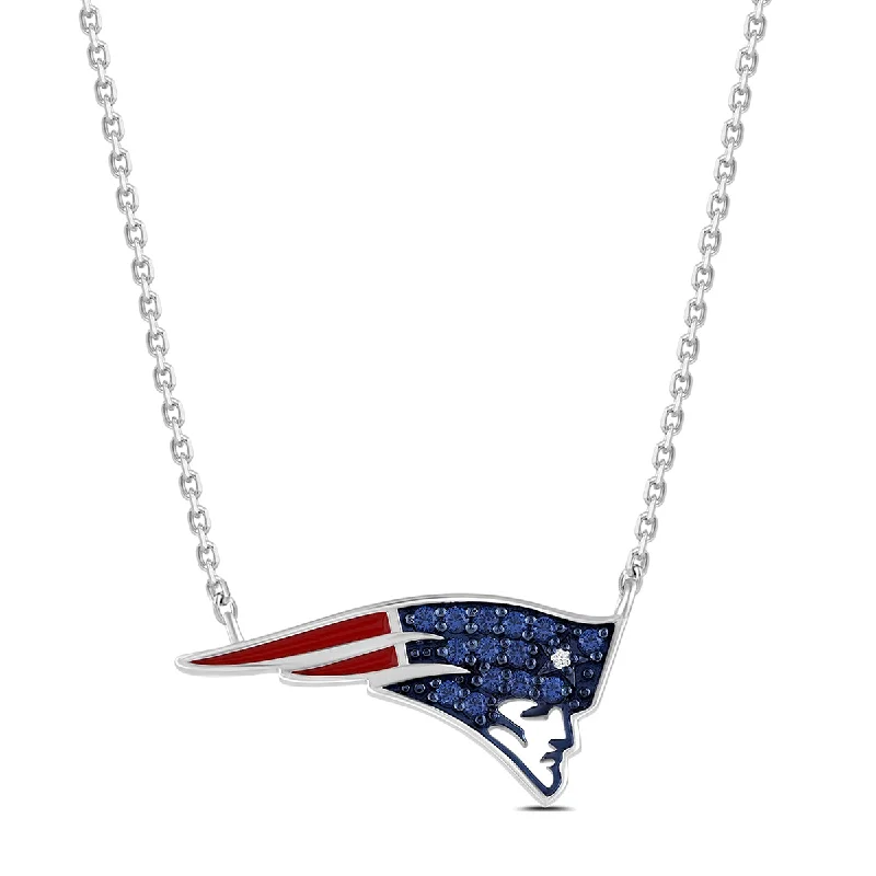 silver angel wing pendant necklace-True Fans Fine Jewelry New England Patriots 18-inch Pendant in Sterling Silver