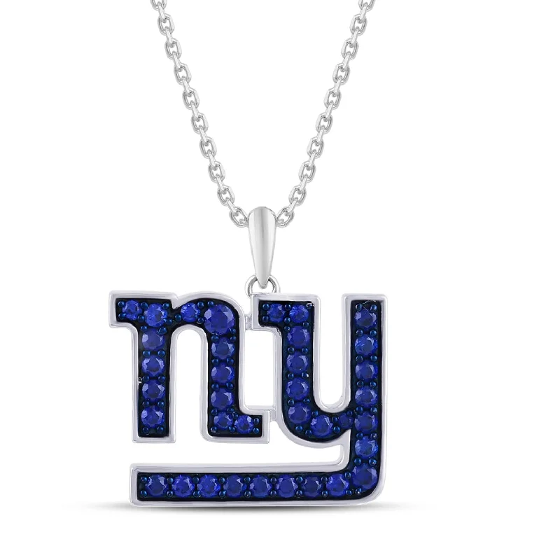 long gold pendant necklace with gemstone-True Fans Fine Jewelry New York Giants 18-inch Pendant in Sterling Silver