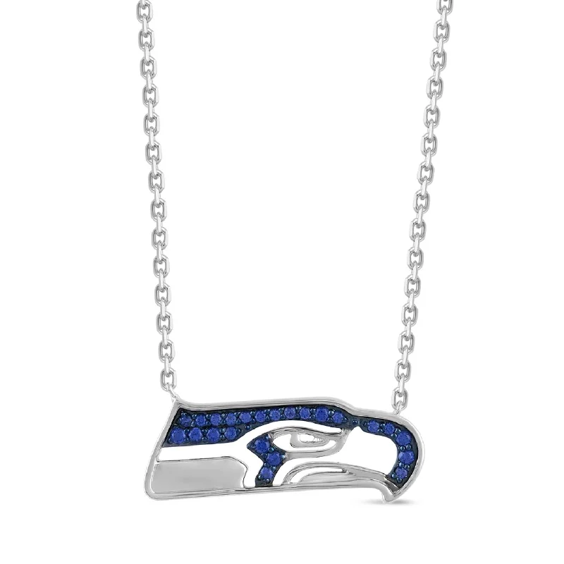 personalized infinity love necklace-True Fans Fine Jewelry Seattle Seahawks 18-inch Pendant in Sterling Silver