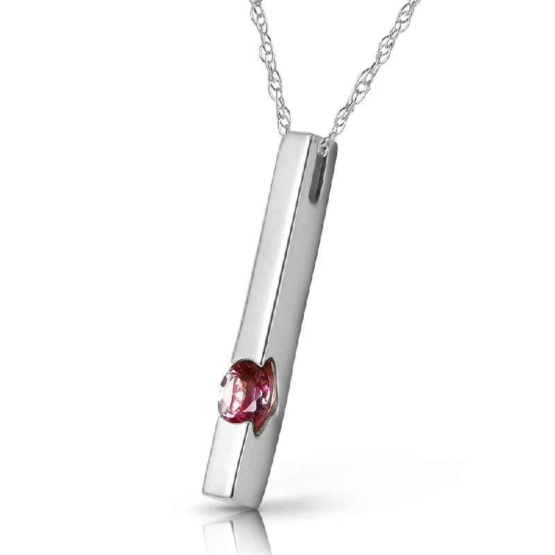 custom engraved heart necklace for men-0.25 Carat 14K Solid White Gold Look Inward Pink Topaz Necklace