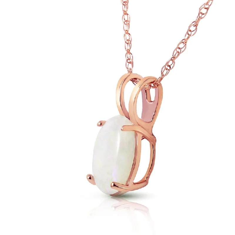 women’s silver charm pendant necklace-0.45 Carat 14K Solid Rose Gold Solitaire Opal Necklace