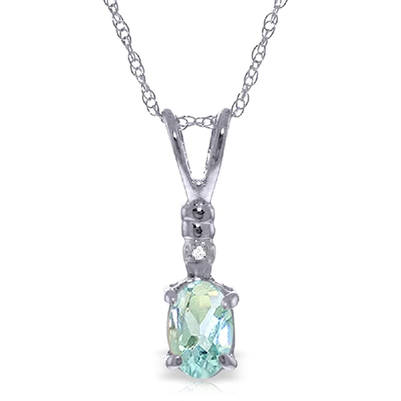 vintage silver pendant necklace for men-0.46 Carat 14K Solid White Gold Another Victory Aquamarine Diamond Necklace