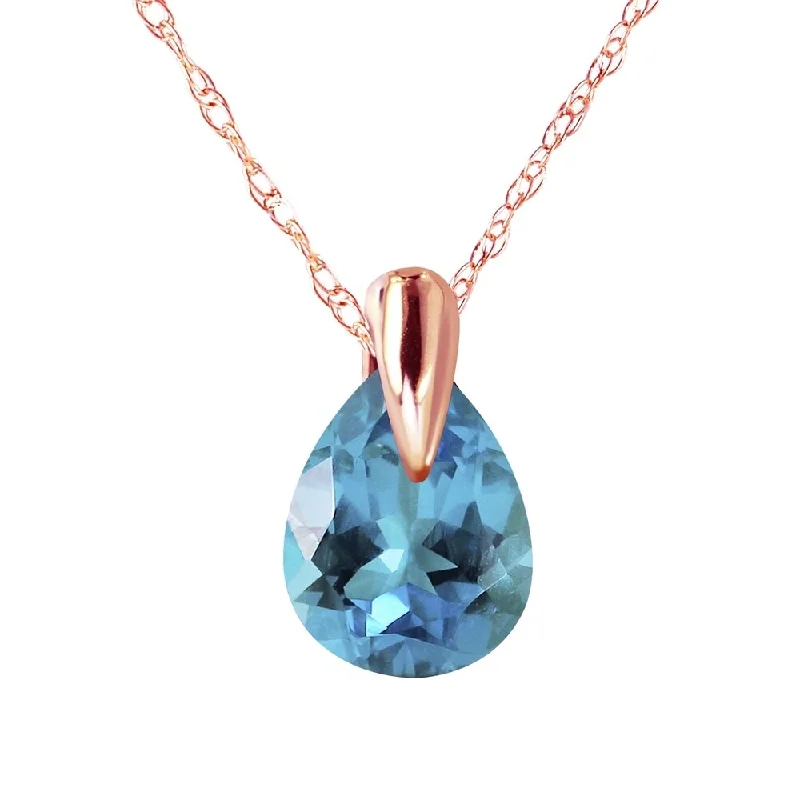 custom name pendant for boyfriend-0.68 Carat 14K Rose Gold Necklace Natural Blue Topaz