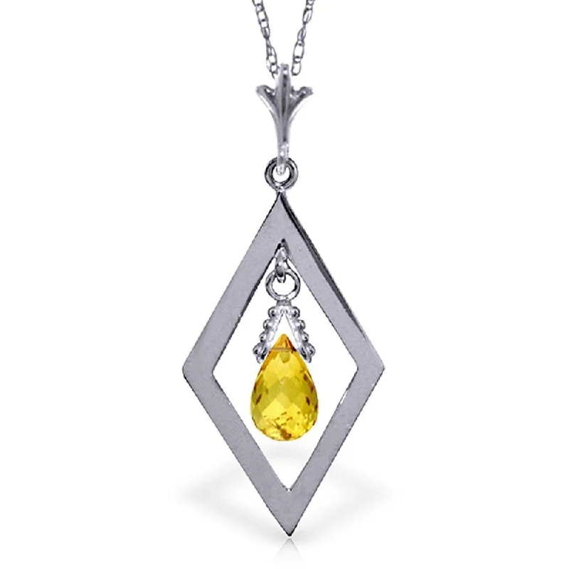 gemstone bar pendant necklace-0.7 Carat 14K White Gold Seeker of Silence Citrine Necklace