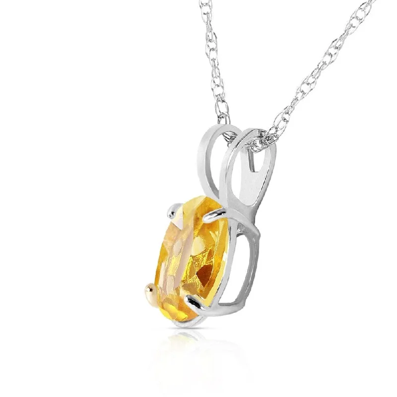 large silver pendant necklace with crystal-0.85 CTW 14K Solid White Gold Most Lasting Citrine Necklace