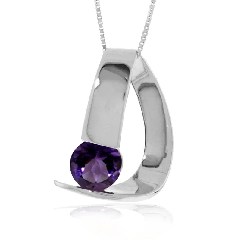 women’s delicate star pendant necklace-1.00 Carat 14K Solid Gold Modern Necklace with Natural Amethyst