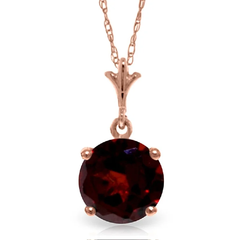 custom pendant necklace for kids-1.15 Carat 14K Rose Gold Single Round Garnet Necklace