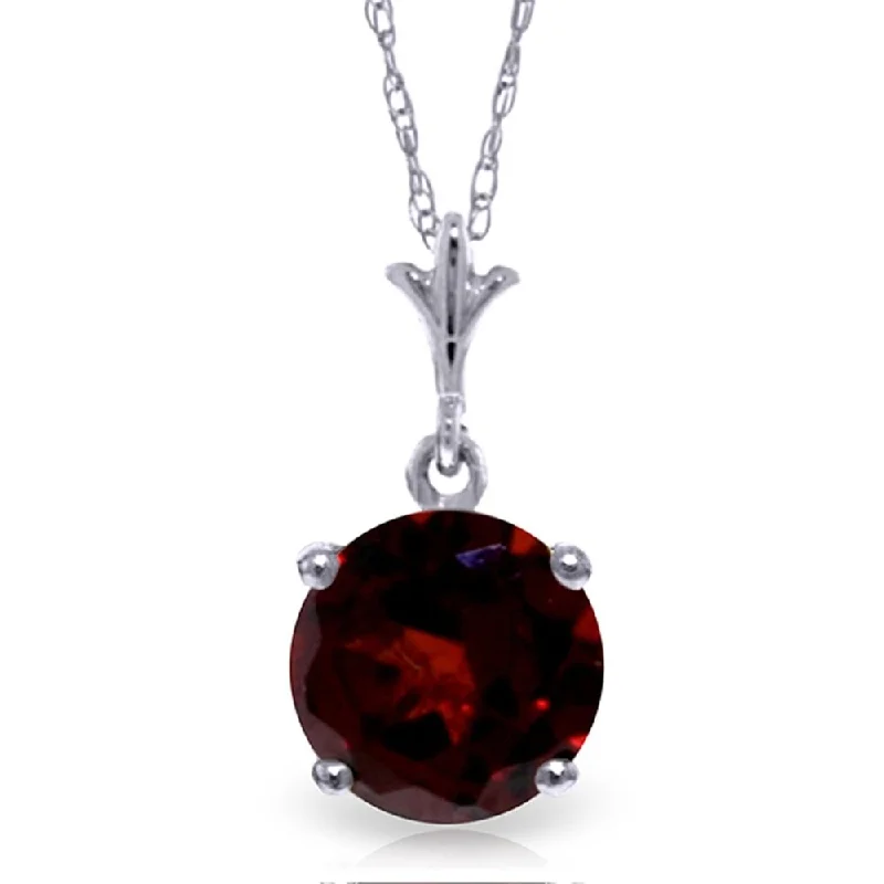 boho style gemstone pendant necklace-1.15 Carat 14K White Gold Detrimental Garnet Necklace