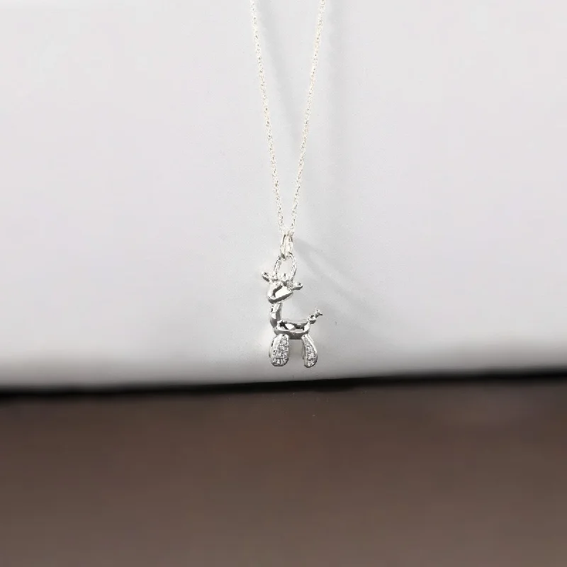 silver heart-shaped pendant for brides-1/20ct TDW Diamond Animal Giraffe Pendant Necklace in Sterling Silver