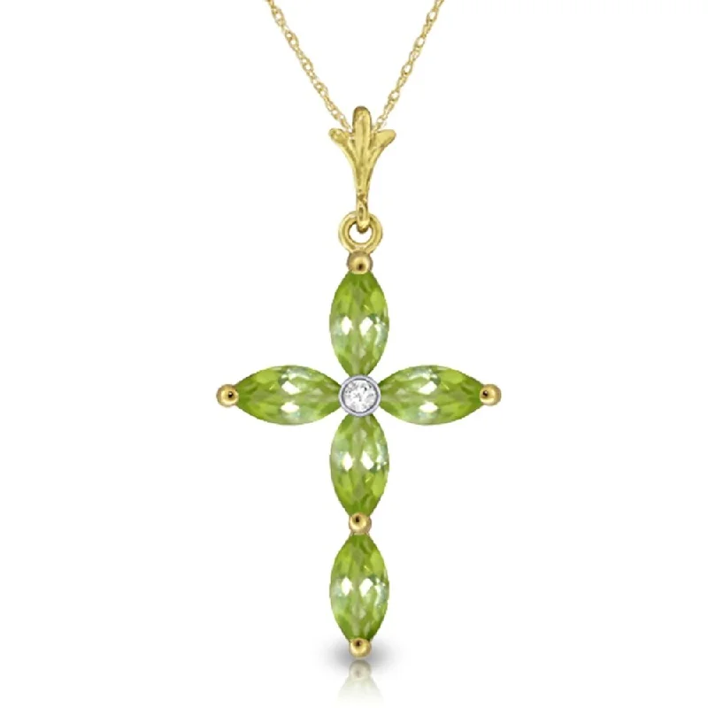 men’s custom silver pendant necklace-1.23 Carat 14K Gold Necklace Natural Diamond Peridot