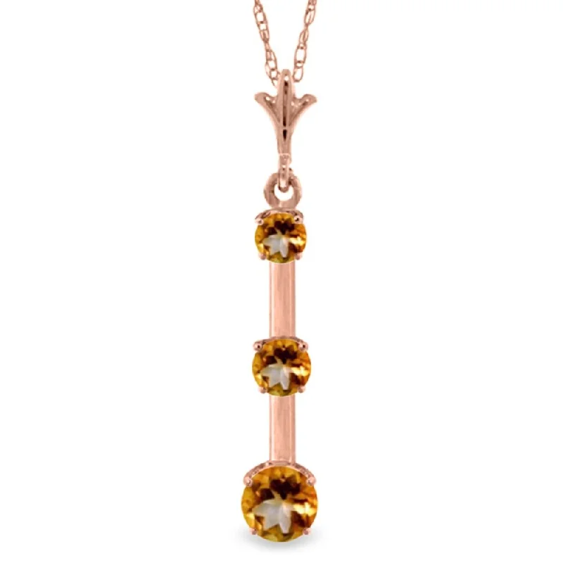 engraved family birthstone necklace-1.25 Carat 14K Rose Gold Generosity Citrine Necklace