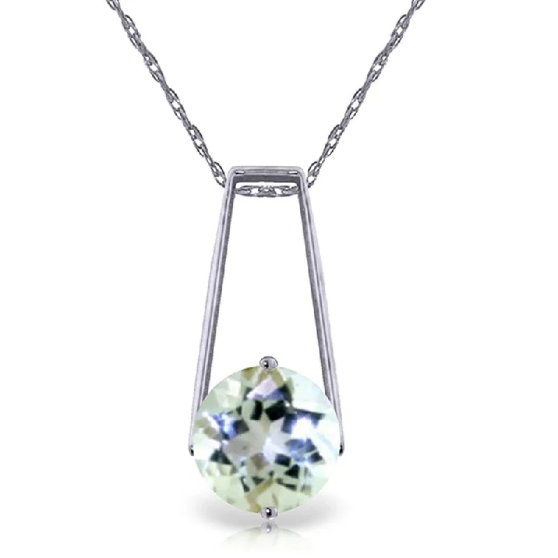 custom crystal charm necklace-1.45 Carat 14K White Gold Gold Necklace Aquamarine