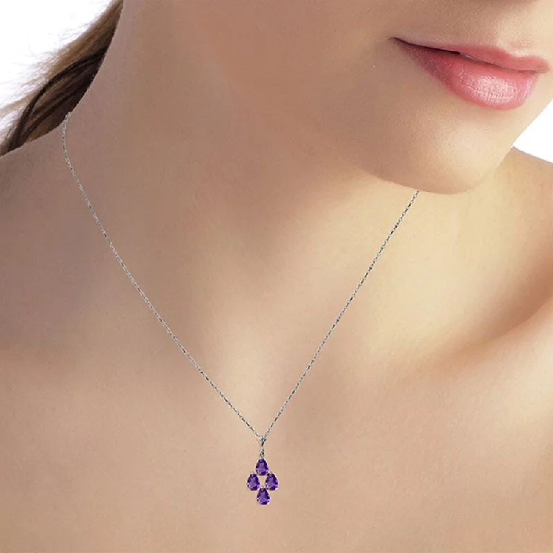 gold pendant necklace with family names-1.5 Carat 14K Solid White Gold Surreal Love Amethyst Necklace