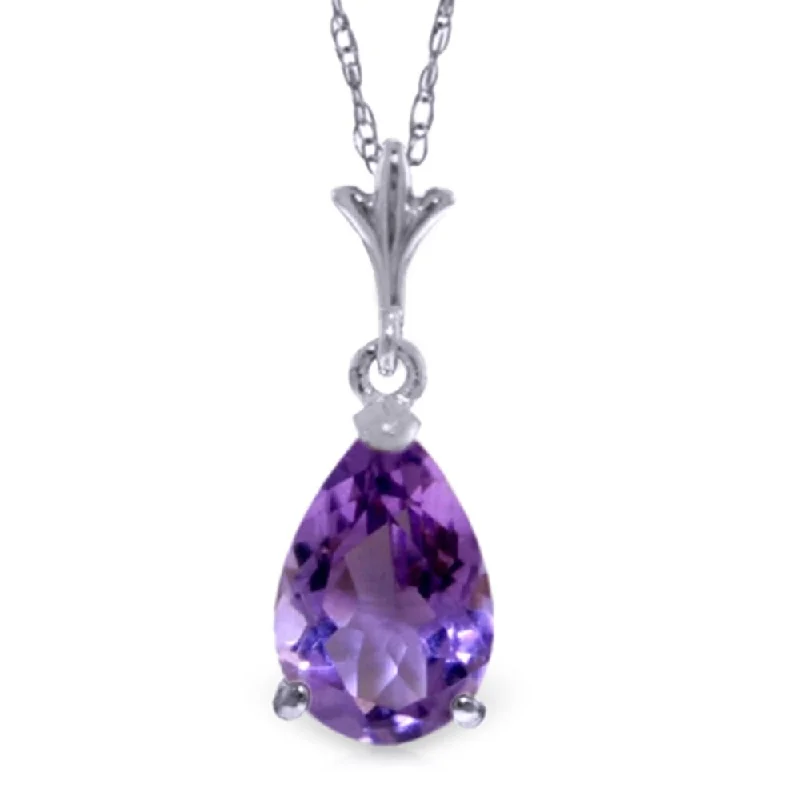 gold heart pendant necklace with engraving-1.5 Carat 14K White Gold Conceive Amethyst Necklace