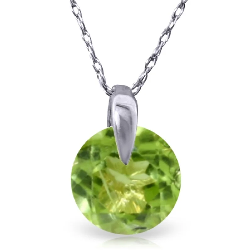 silver star pendant necklace for anniversaries-1 Carat 14K Solid White Gold Unchain My Mind Peridot Necklace