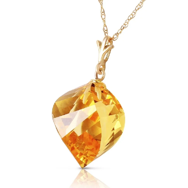 men’s pendant necklace with customized engraving-11.75 Carat 14K Solid Gold Necklace Twisted Briolette Citrine