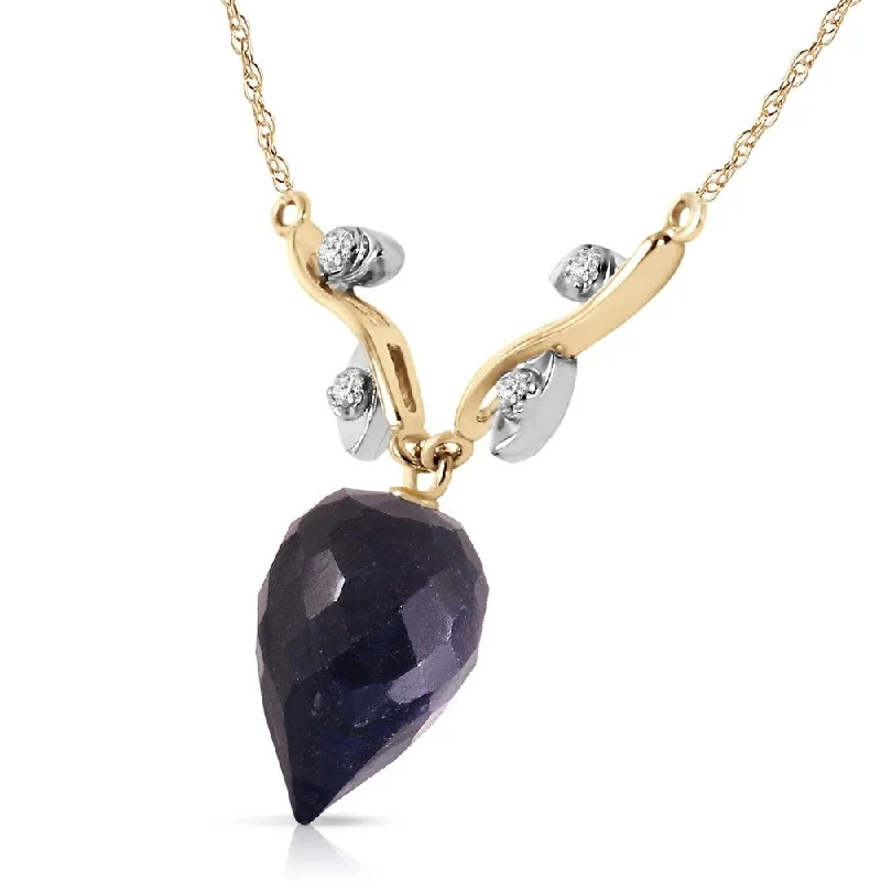 handmade pendant necklace with initials-12.92 Carat 14K Solid Gold La Bella Vita Sapphire Diamond Necklace