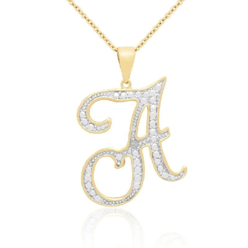 silver and gold personalized pendant necklace-14k Gold Overlay Diamond Accent Initial Pendant Necklace