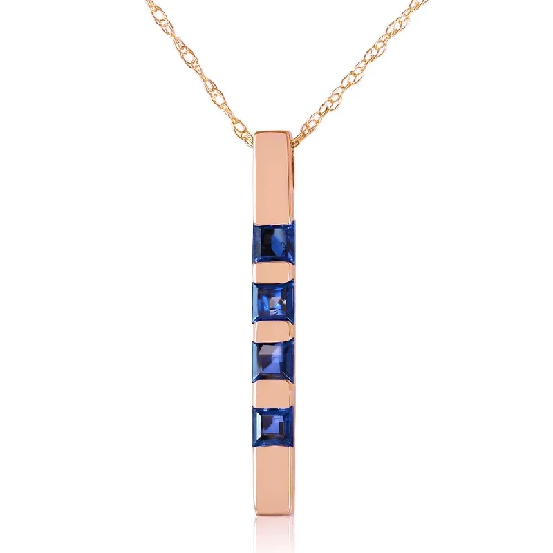 large silver pendant necklace with crystal-14K Rose Gold Necklace Bar w/ Natural Sapphires