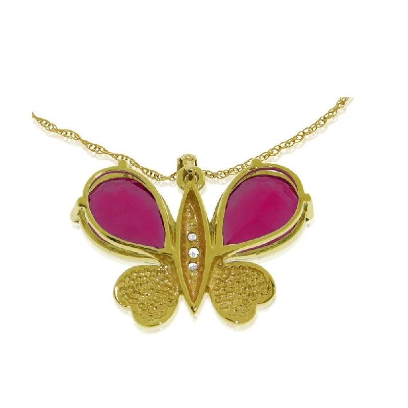 silver pendant necklace with engraving for her-14K Solid Gold Batterfly Necklace withNatural Diamonds & rubyes