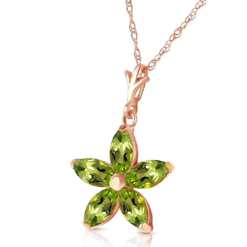 zodiac sign pendant necklace for kids-14K Solid Rose Gold Necklace with Natural Peridots