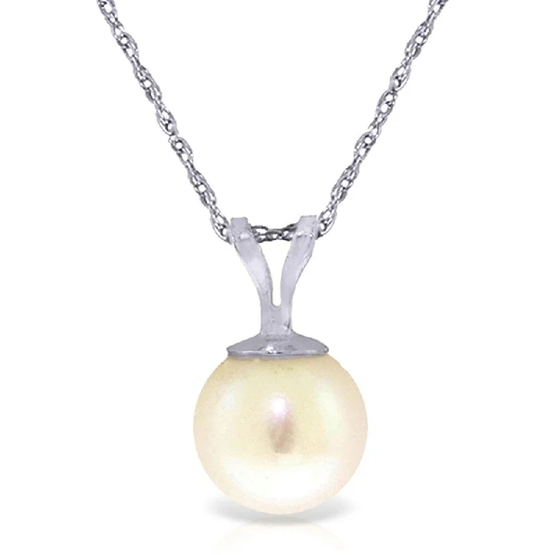 long silver chain necklace with pendant-2 Carat 14K White Gold Necklace Natural Pearl