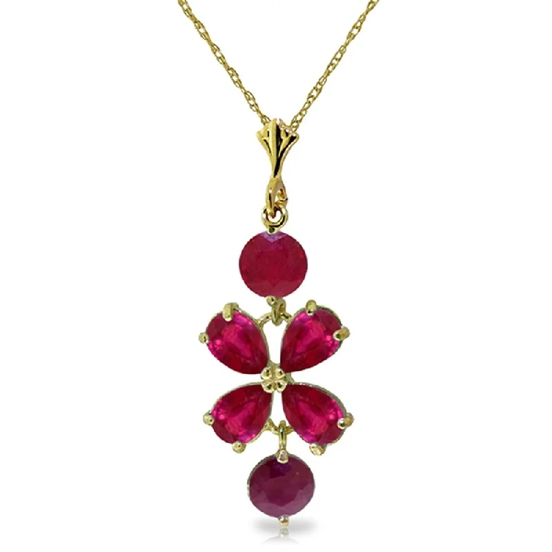 silver necklace with birthstone pendant-3.15 Carat 14K Gold The Rain Came Ruby Necklace