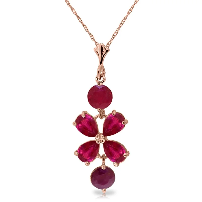 crystal pendant charm necklace for girls-3.15 Carat 14K Rose Gold Petals Ruby Necklace